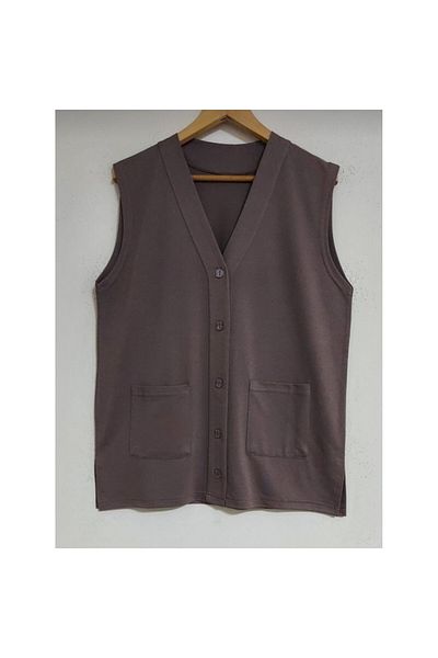 Fresh&Moda Дамски летен памучен жилет с джобове от норка