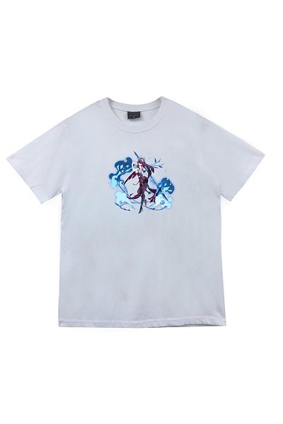 fame-stoned Genshin Impact Anime Printed Unisex 100% βαμβακερό λευκό μπλουζάκι