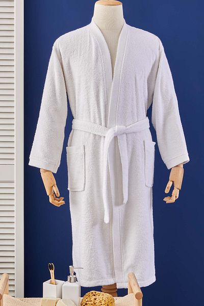 Nautica Home Pruva White 100% قطن برنس حمام أبيض L/xl