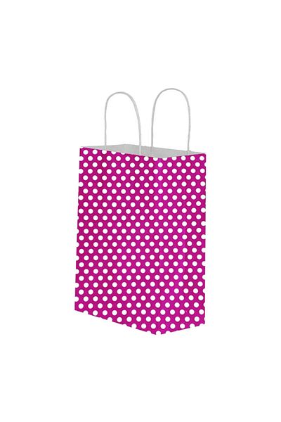 Umur 12x25x30 25 Pieces 90 gr Fuchsia Polka Dot Cardboard Bag