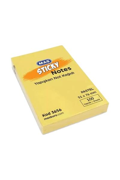 Mas Brand: 3656 Adhesive Note Paper 51Mmx76Mm 100 Sheets Pastel Yellow Category: Photocopy and Printing Paper
