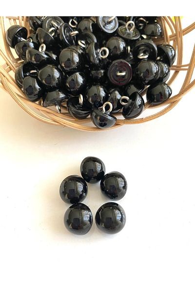 canan dizayn Half Pearl Button Metal Leg Black 12 Mm. (12Pcs)