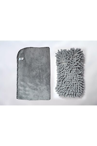 Spark 2'li Set Mikrofiber Büyük Boy Peluş Oto Kurulama Bezi Ve Yıkama & Temizlik Süngeri