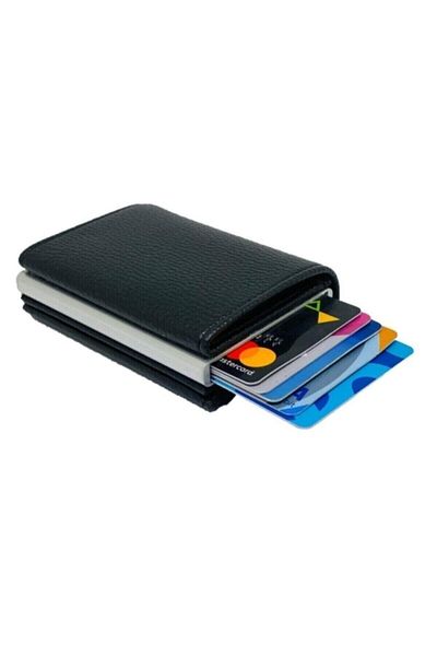 MKM Rshediyelik Automatic Mechanism Magnetic Leather Men's Card Holder Wallet with Money Compartments Rs01
