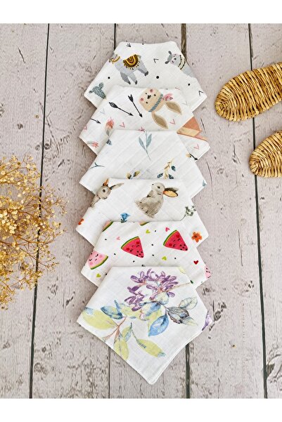 JUNİPERUS Pack of 6 Organic 100% Cotton Muslin Baby Collar Scarf