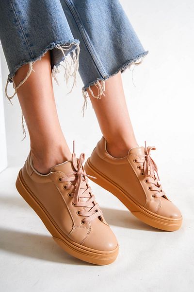 Buem Γυναικεία αθλητικά παπούτσια Nude Skin Faux Leather