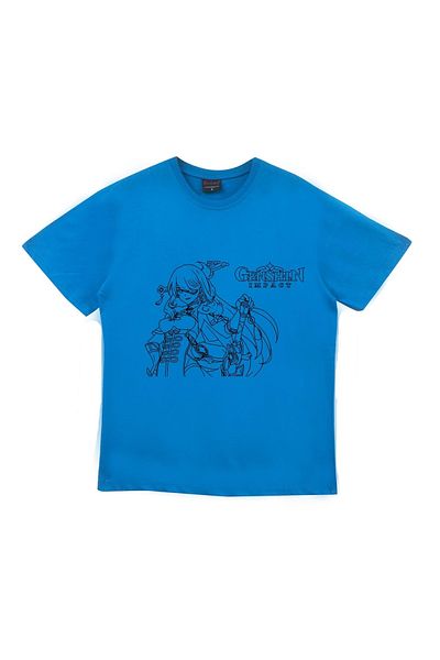 fame-stoned Μπλουζάκι Genshin Impact Anime με στάμπα Unisex 100% βαμβακερό μπλε