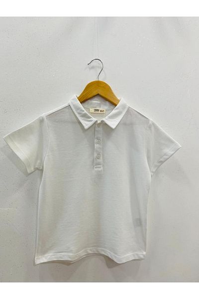 Çikoby Boy's Polo Neck Short Sleeve White T-Shirt
