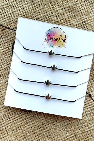 Artcrelier Taç Şekil ''bff'' Arkadaş Bilekliği Şans Bilekliği Organizasyon Bilekliği Siyah Ip