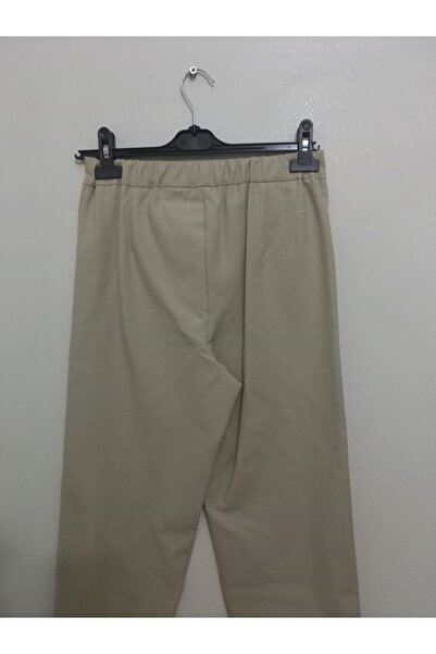 GGMM Boru Paça Krem Pantolon Beli Lastikli