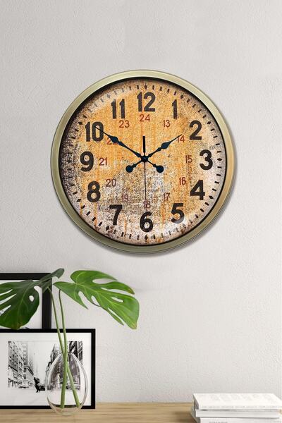 Platin Saat Duvar Saati 40 Cm Metal Eskitme Renk Eskitme Modeli