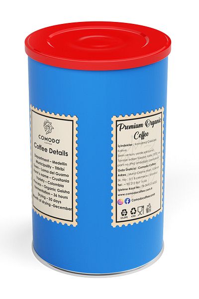 Comodo Coffee Organic Specialty Colombia Geisha Process Natural Core Filter Coffee Metal Tin Box 200 Gr