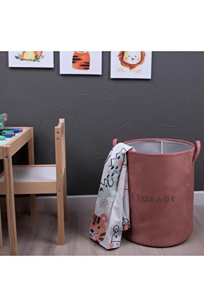Simple Living Çok Amaçlı Silindir Sepet - Pudra - 32x36 Cm