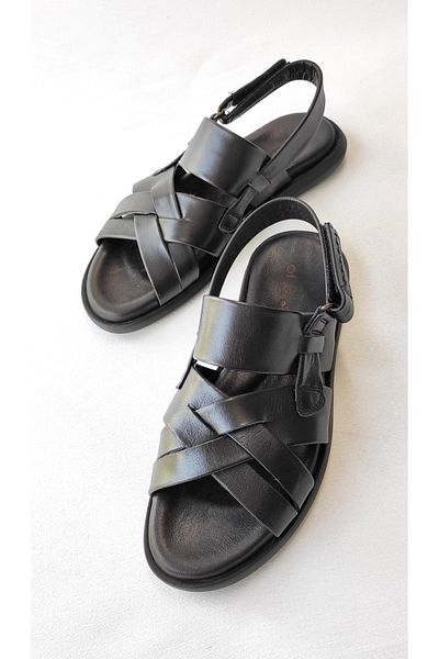 Of&Off Men's Genuine Leather Sandals