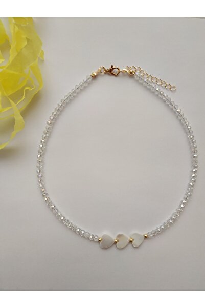 Fata Morgana Accessory Sedef Kalpli Beyaz Kristal Boncuk Kolye