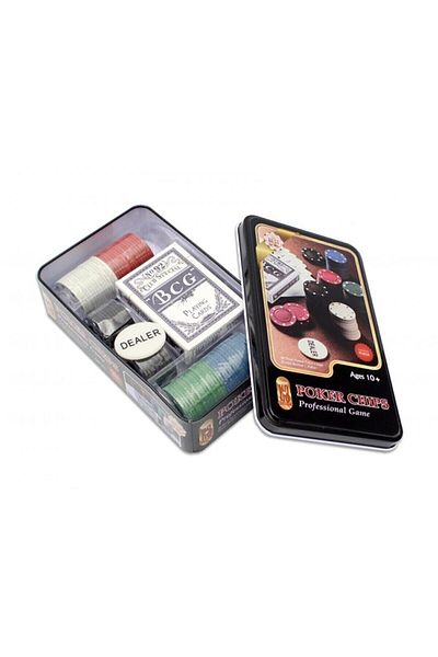 HEPBİMODA Poker Chip 80 Chip Poker Game Card And Chips Metal Boxed Chip Roulette Table Game Set 1 Piece Playing Card