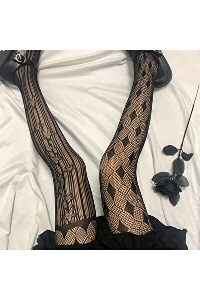 VEGAROKS Gothic Punk Lolita Desenli Külotlu Çorap