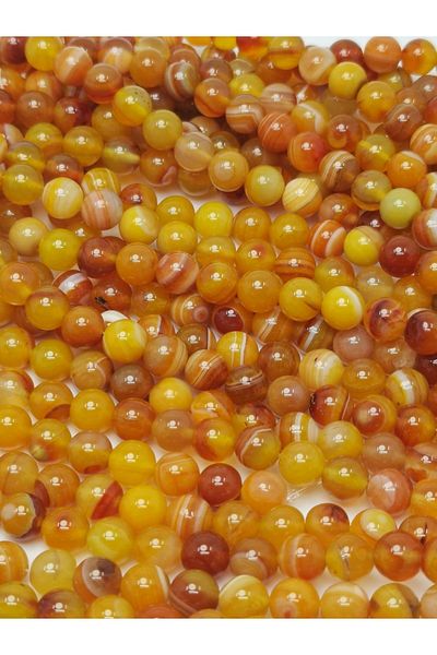 LİVZA BİJUTERİ Yellow White Agate Natural Stone Array 8mm Natural Stone