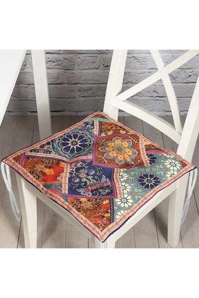 Nish & Royal Etnik Motifli Dijital Baskılı Modern Pofidik Sandalye Minderi