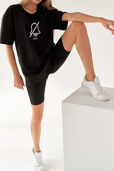 Pasage Μαύρο μπλουζάκι Azurco Oversize Silent Printed