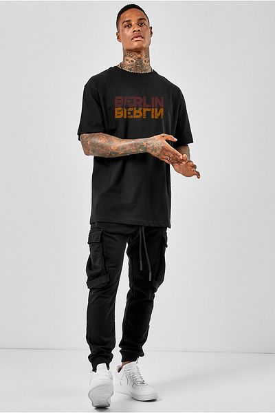 Pasage Oversize Berlin Printed Black Tshirt