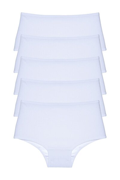 Imoda Chiloți albi cu talie înaltă pentru femei, pachet de 5