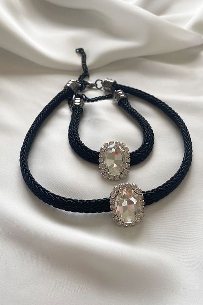 Liveyn Design Crystal Stone Necklace Bracelet Set