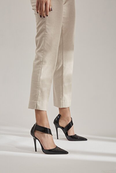 AYAKKABI PRENSİ Elexis Siyah Rugan 10 Cm Kadın Stiletto, Topuklu Ayakkabı