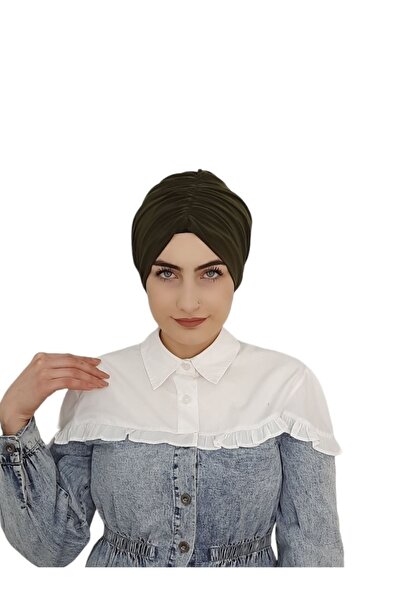 erasra class غطاء رأس جاهز برباط أمامي وأربطة خلفية باللون الأخضر الكاكي