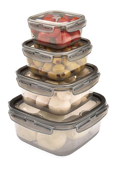 Melkan Home Locked & Lid Storage Container Set of 4 Smoked Storage Container Set & Square Storage Container Set