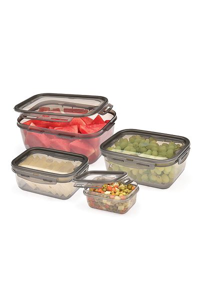 Melkan Home Locked & Lid Storage Container Set of 4 Smoked Storage Container Set & Rectangular Storage Container Set
