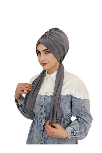 erasra class Design Ready-made Bonnet Shawl Gray