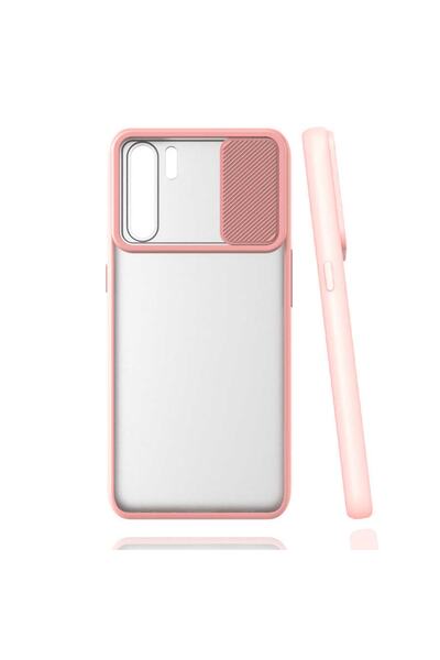 noktaks Oppo Reno 3 Kılıf Kamera Sürgü Mat Arka Yüzey Renkli Çerçeve Lensi Kapak