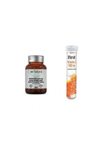 VeNatura Coenzyme Q10, Alpha Lipoic Acid 60 Capsules + C 1000 Mg 20 Effervescent Tablets
