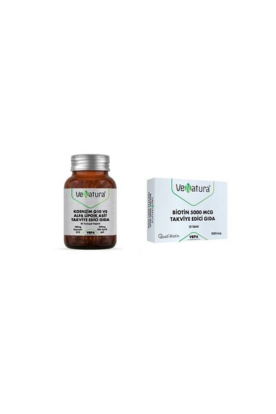 VeNatura Coenzyme Q10, Alpha Lipoic Acid 60 Capsules + Biotin 5000 Mcg 30 Tablets