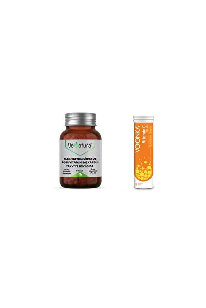 VeNatura Magnezyum Sitrat,p5p ( B6) 90 Kapsül + C Glutathione Complex 15 Efer...