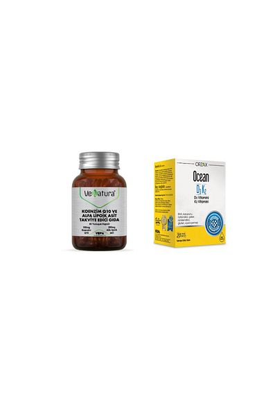 VeNatura Coenzyme Q10 and Alpha Lipoic Acid - 60 Capsules + D3 K2 Drops 20 Ml