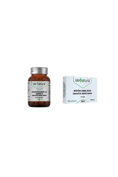 VeNatura Phosfotideylserine and Omega 3 30 Capsules + Biotin 5000 Mcg 30 Tablets