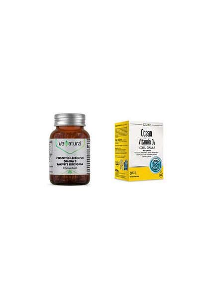 VeNatura Phosfotidylserin and Omega 3 30 Capsules + D3 1000 Iu Drops 50ml