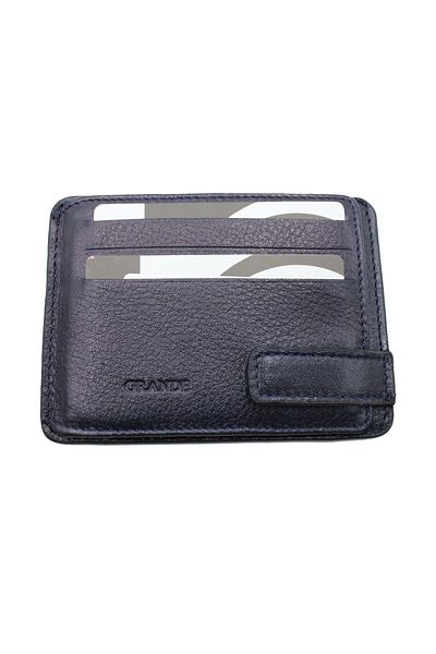 Grande 544 100% Genuine Leather Men's Card Holder Navy Blue