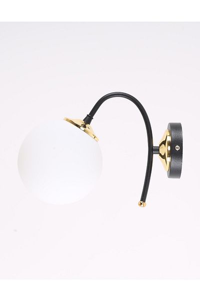 MŞ Aydınlatma Yoyo Black Gold White Glass Sconce