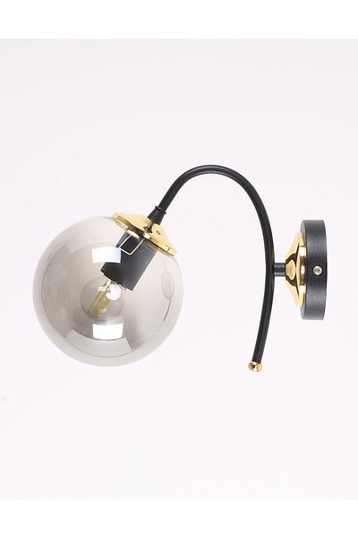 MŞ Aydınlatma Yoyo Black Gold Smoked Glass Sconce