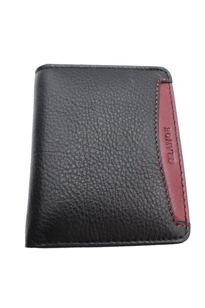 Grande Deri 702 Genuine Leather Men's Wallet Card Holder Black Claret Red