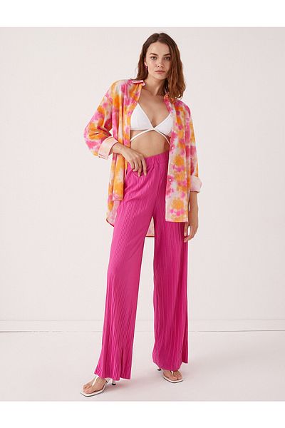 Koton Wide Leg Pants Elastic Waist Pleated