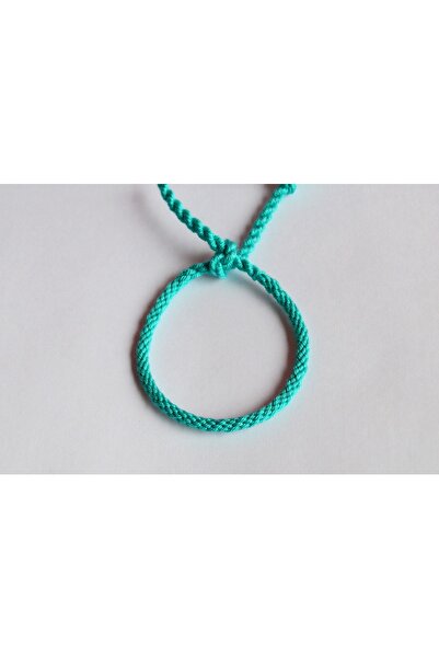 Bidüğüm El Yapımı Şans Ip Bileklik - Turkuaz Renk, Ayarlanabilir Boyut