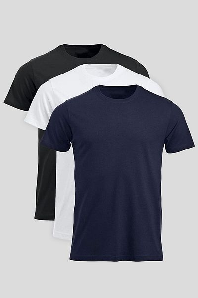 PLA STORE Negru Alb Bleumarin - Set de tricouri din 3 piese