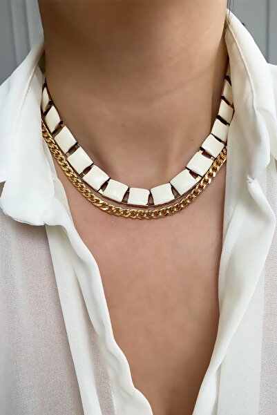 Liveyn Design قلادة ذهبية ذات صف مزدوج من مينيلي