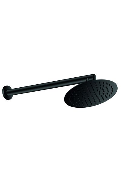 GPD Built-in Shower Head Oval Slim Metal 20 Cm Black Ads28-s
