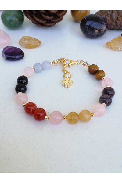 TEZAL Natural Stone Success Bracelet-Akuamarin-0Niks-P.Kuvars-Akik-Citrin-Amatist-Tiger Eye