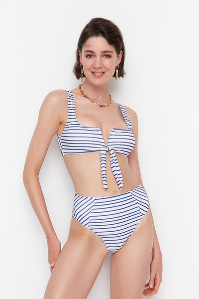 Trendyol Collection Bikini-Hose - Dunkelblau - Gestreift